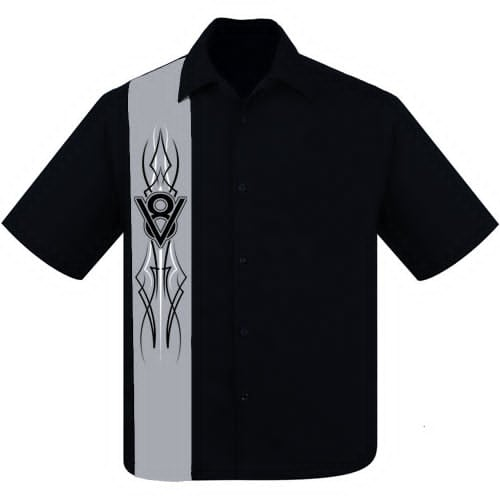 V8 Bowling Shirt – Black/Grey